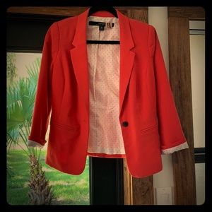 Kensie one-button blazer w/ polka dot lining, sz S